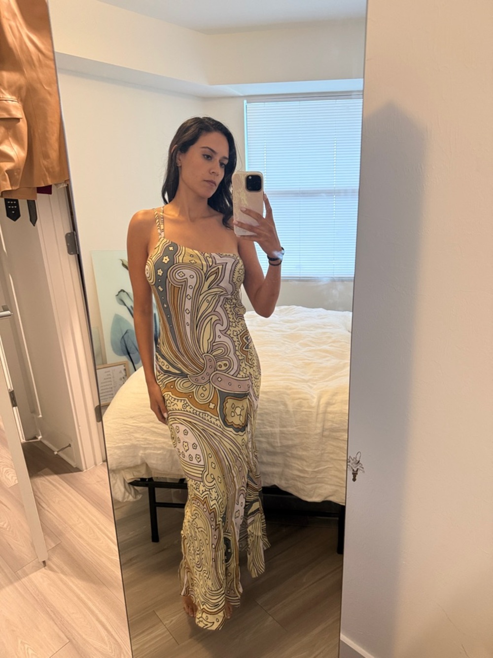 Paisley Maxi Dress in Yellow and Cream